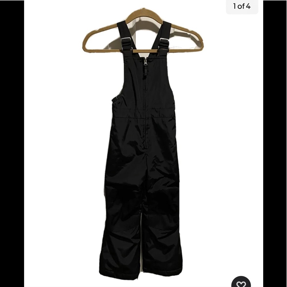 Boys Girls Lands End Black Winter Bib Snow Ski Pants Size 4 EUC